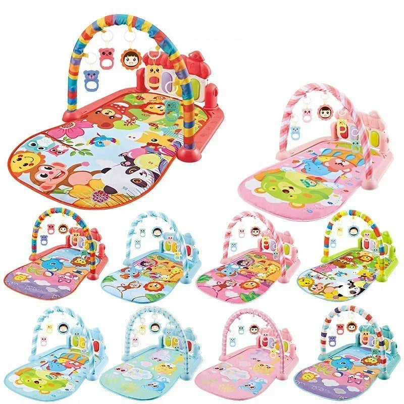 Baby Kick Piano Play Mat with Hanging Animal Toys and Illustrated Activity Surface, Multiple Model Designs for Supervised Tummy Time and Reaching