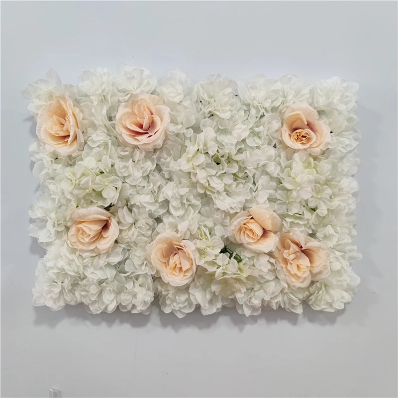 Artificial Flower Wall Panels with Fabric Roses, 40 x 60 cm Reusable Floral Backdrop for Baby Showers, Weddings, Birthdays & Home Decor