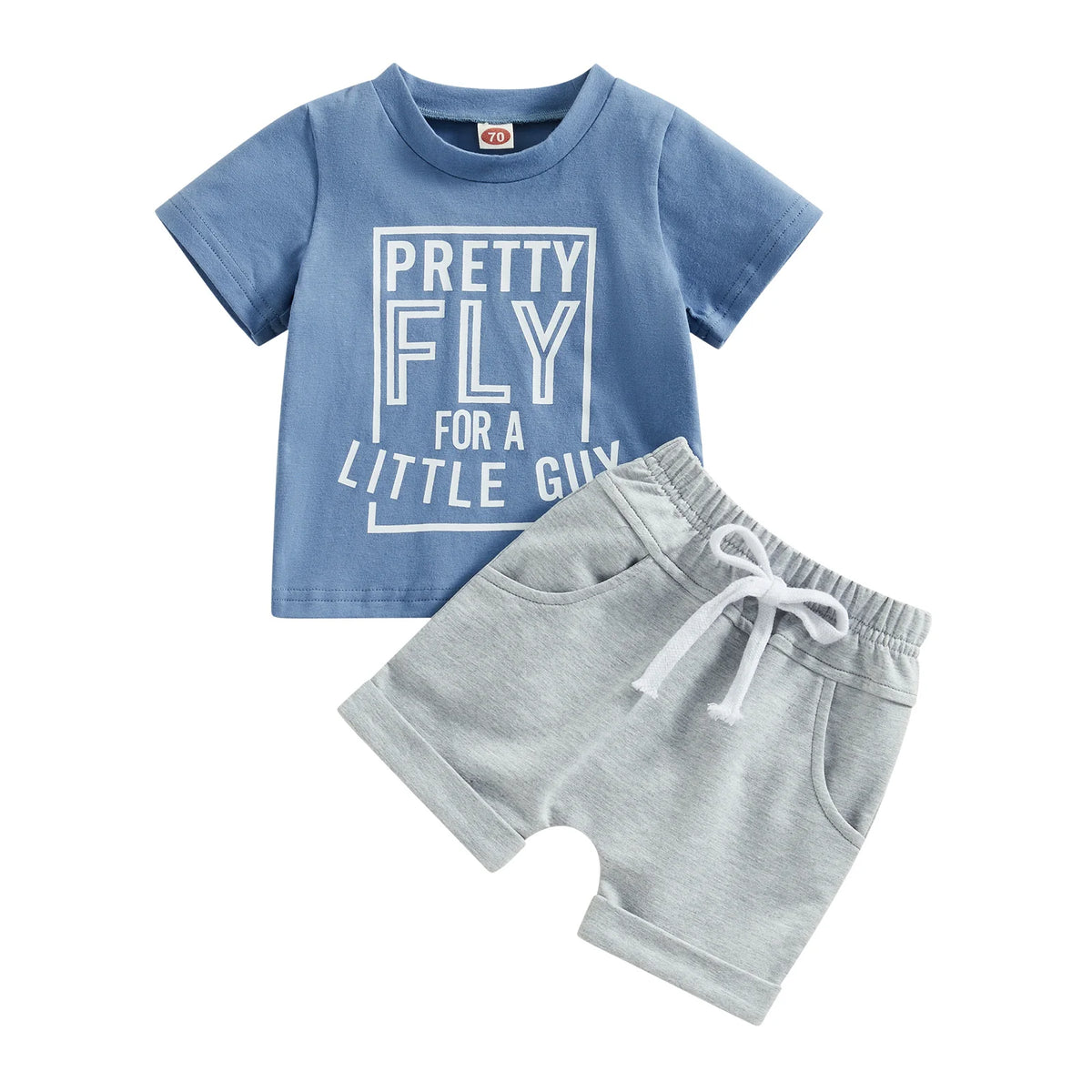 Baby Boys Graphic Shorts Set with Pretty Fly for a Little Guy T-Shirt and Elastic Waist Shorts, Cotton Blend Summer Outfit, Sizes 6M-3T