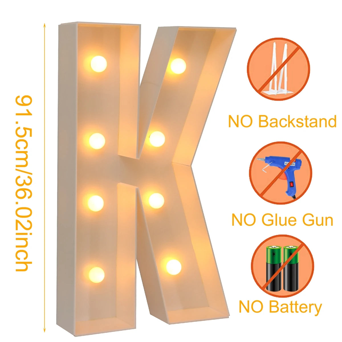 Giant Marquee Letter Frame Box, 91.5cm LED Light-Style Alphabet Display for DIY Names, Baby Showers, First Birthdays and Wedding Party Decor