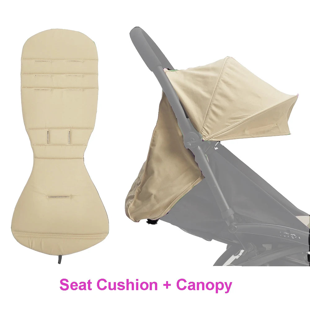Stroller Canopy Fabric and Seat Cushion Set by COLU KID for Babyzen YOYO and YOYO2, Removable Washable Peach Skin Cloth in Five Color Options