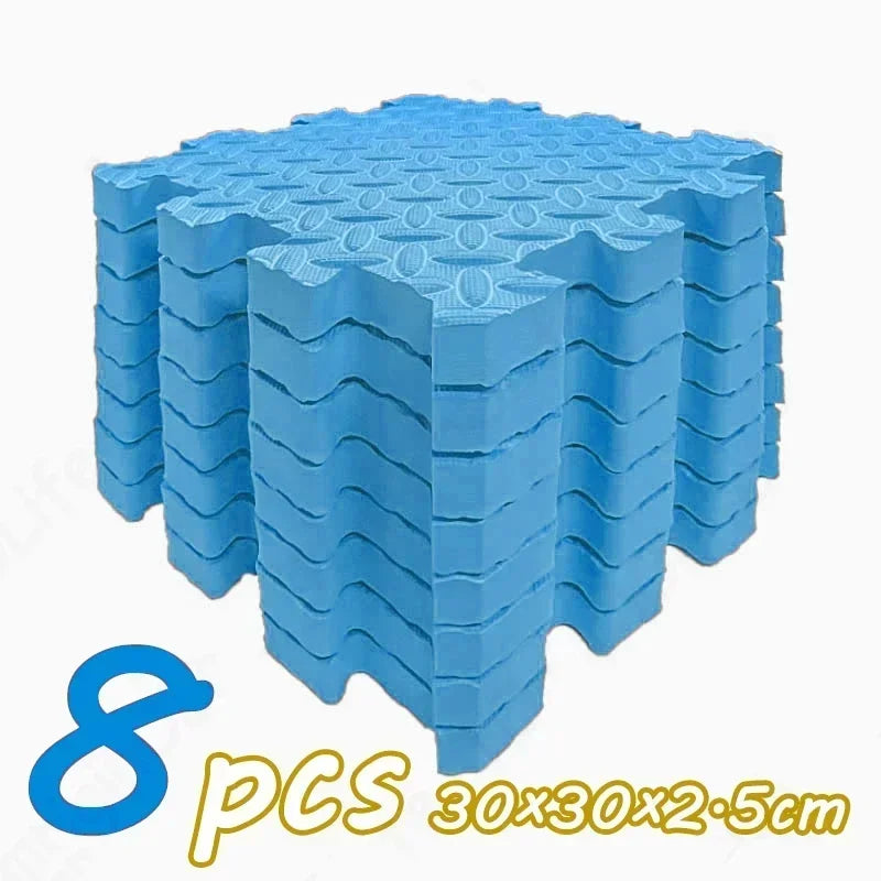 Thick Foam Crawling Mat Tiles, 8-Piece Interlocking Set with 2.5 cm Padding and 30 cm Squares for Nursery Corners and Supervised Baby Floor Play
