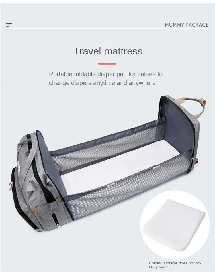 Diaper Bag Backpack with Fold-Out Changing Station, Large Capacity Baby Essentials Organizer with Bottle Pockets and Changing Mat for Parents