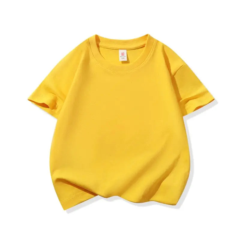 Kids Solid Color Cotton T-Shirt, 180gsm Short Sleeve Crewneck Basic Tee for Boys and Girls in 18 Colors for Summer and Everyday Casual Outfits