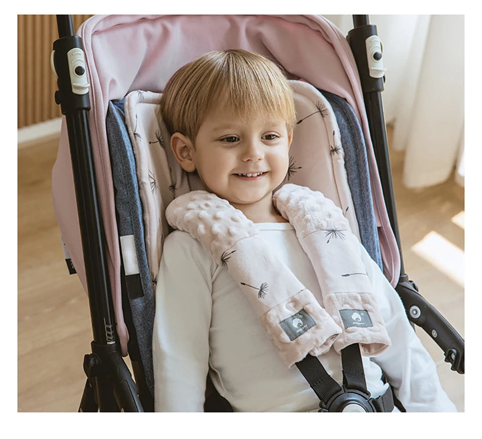 Stroller Liner and Harness Cover Set, Soft Printed Seat Cushion with Matching Strap Pads and Textured Panels in Five Decorative Print Options