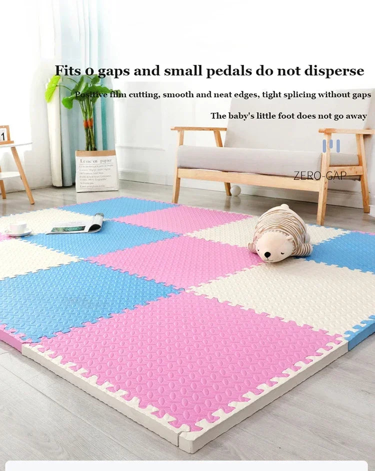 Baby Puzzle Play Mat with 30 cm Interlocking Foam Tiles, 1 cm Thick Textured Floor Padding in 8 or 16 Pieces for Supervised Indoor Play