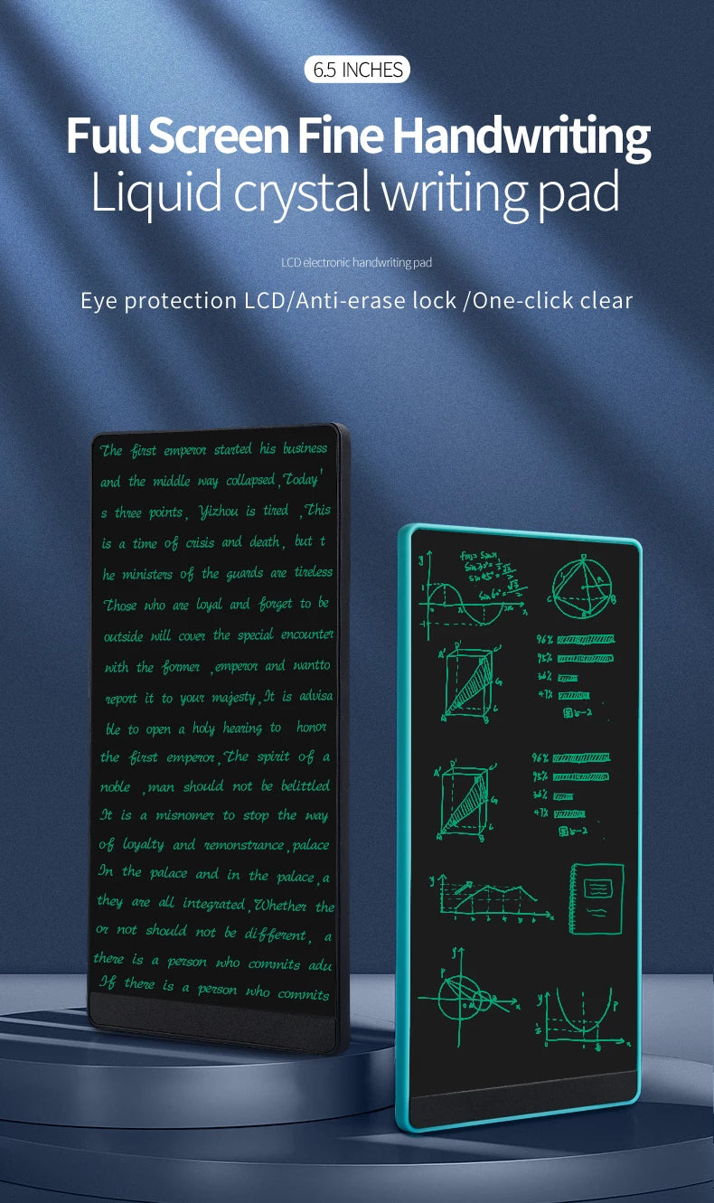 Pocket LCD Writing Pad, 6.5-Inch Full-Screen Fine-Line Tablet with Magnetic Stylus for Meeting Notes, Quick Sketches and Handwriting Practice