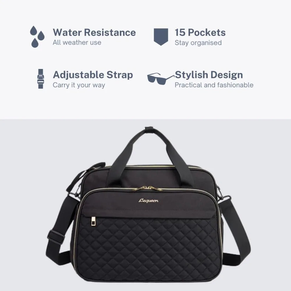 Crossbody Diaper Bag with Wide Double-Zip Opening, Quilted Front Pocket and Adjustable Shoulder Strap for Baby Essentials and Family Outings