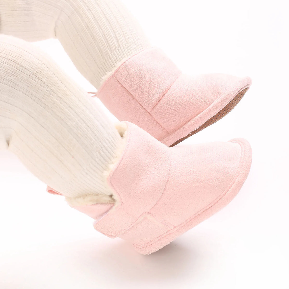 Soft Sole Baby Winter Boots with Plush Lining and Hook-and-Loop Closure, Brown Pink or Apricot Infant Shoes for Boys and Girls, 0-18 Months
