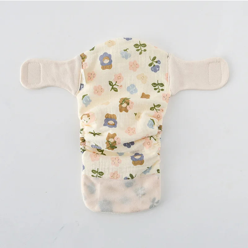 Baby Wrap Cloth Diaper with Adjustable Waist Tabs, Reusable Cotton Nappy in Animal and Rainbow Prints, Single-Piece Infant Changing Essential