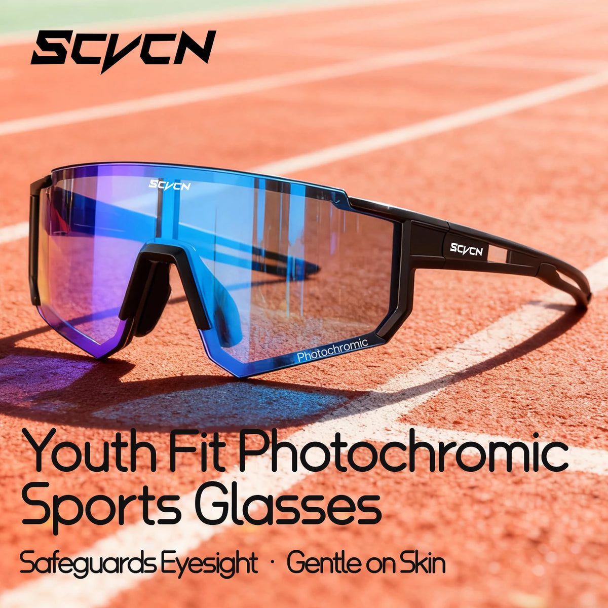 Kids Cycling Sunglasses by SCVCN for Ages 6-14, UV400 TR90 Sports Eyewear with Adjustable Nose Pads and Photochromic or Polarized Options