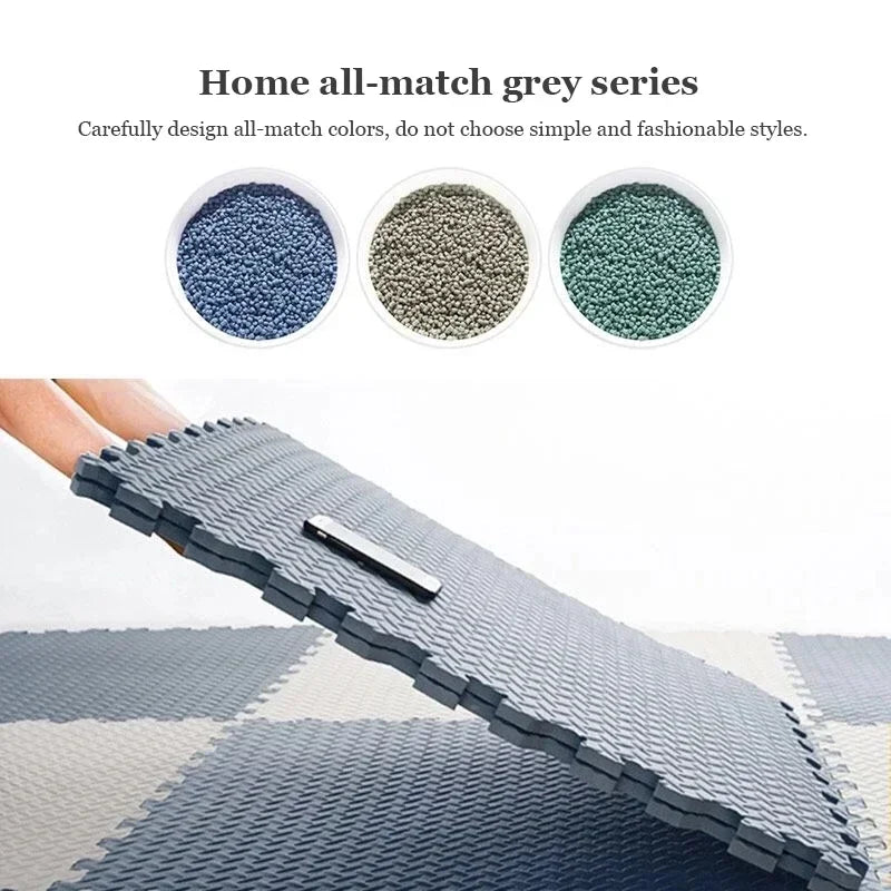 Baby Puzzle Play Mat with 30 cm Interlocking Foam Tiles, 1 cm Thick Textured Floor Padding in 8 or 16 Pieces for Supervised Indoor Play
