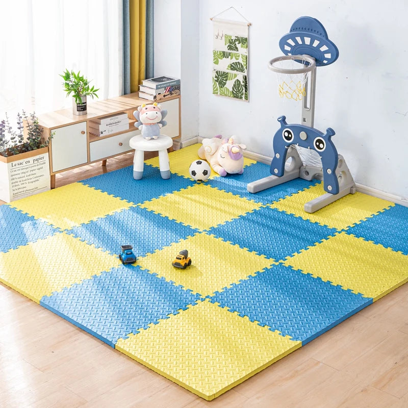 Interlocking Foam Play Mat Tiles for Kids, 1 cm Thick Textured Puzzle Floor Padding in 4, 8, 16 or 20 Pieces for Indoor Playrooms