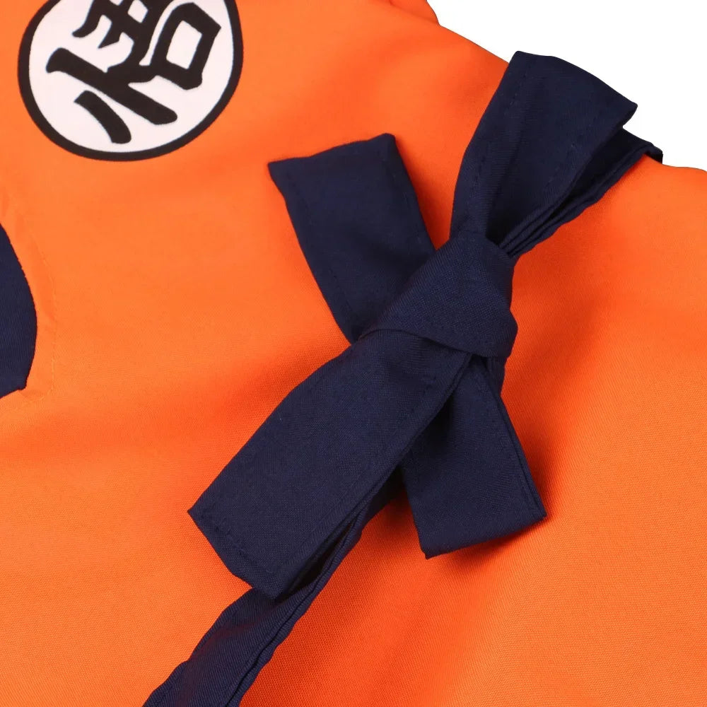 Orange Anime Gi Costume for Kids and Adults, Goku-Inspired Polyester Top and Pants with 5, 6 or 7-Piece Accessory Options for Halloween and Cosplay