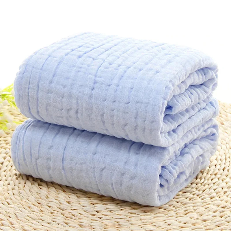 6-Layer Cotton Muslin Baby Bath Towel with Bubble Gauze Texture, Approx. 105 x 105 cm Square Receiving Blanket for Parent-Supervised Care