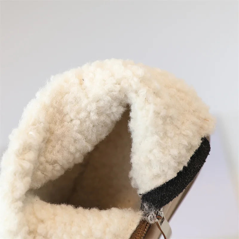 Toddler Fuzzy Trim Ankle Boots with Lace-Up Front and Side Zippers, Plush Winter Styling and Rubber Soles for Boys and Girls, Sizes 21–30