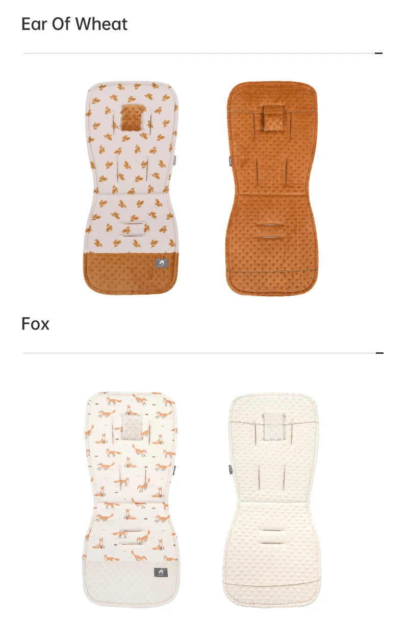 Stroller Liner and Harness Cover Set, Soft Printed Seat Cushion with Matching Strap Pads and Textured Panels in Five Decorative Print Options