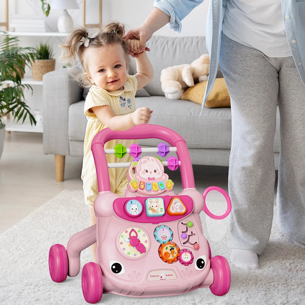 Musical Toddler Push Walker with Animal Activity Panel, Wheeled Handle Toy for Ages 18 Months and Up in Rabbit, Lion, Unicorn, Frog and Spider Styles