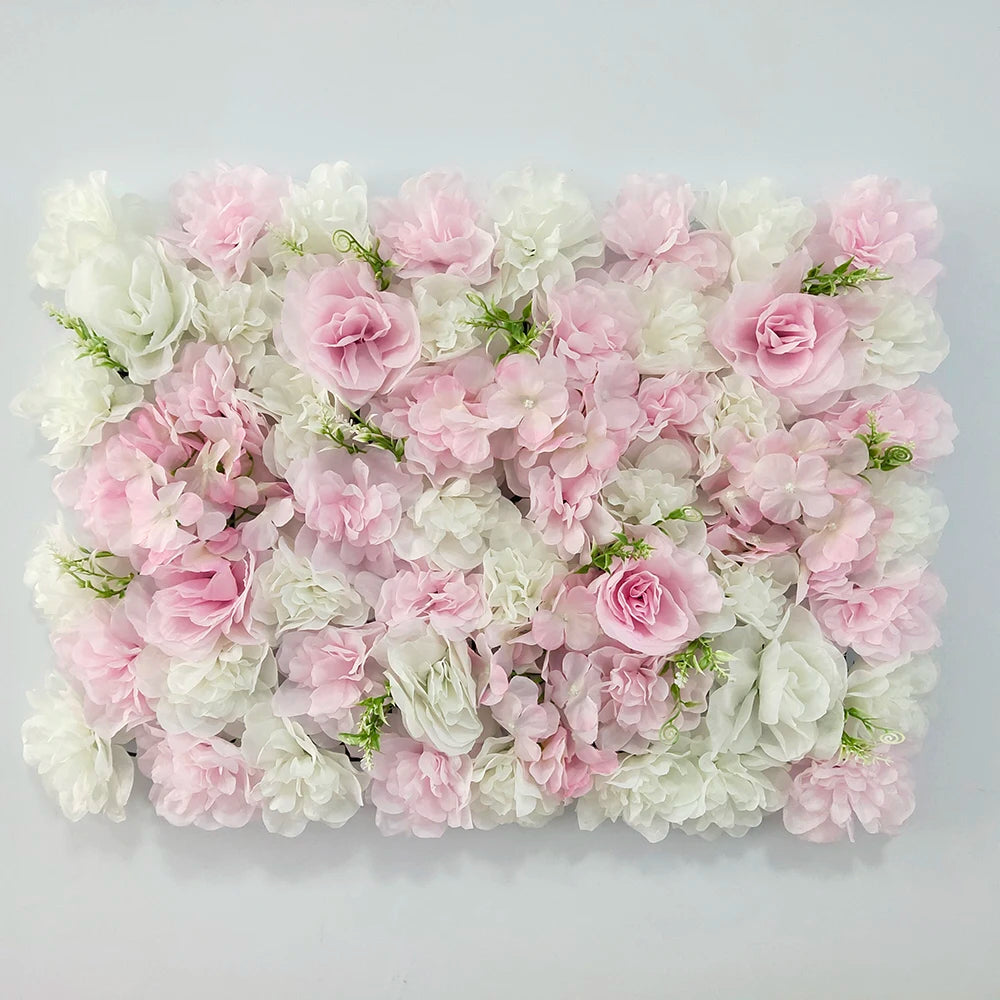 Artificial Flower Wall Panels with Fabric Roses, 40 x 60 cm Reusable Floral Backdrop for Baby Showers, Weddings, Birthdays & Home Decor
