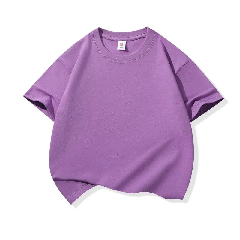 Kids Solid Color Cotton T-Shirt, 180gsm Short Sleeve Crewneck Basic Tee for Boys and Girls in 18 Colors for Summer and Everyday Casual Outfits