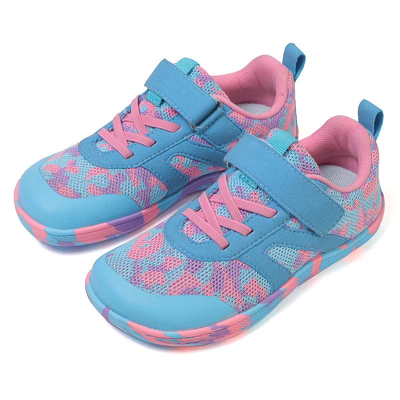 Children’s Minimalist Barefoot Sneakers with Wide Fit, Zero-Drop Design, Mesh Panels and Adjustable Strap for Boys and Girls Everyday Wear