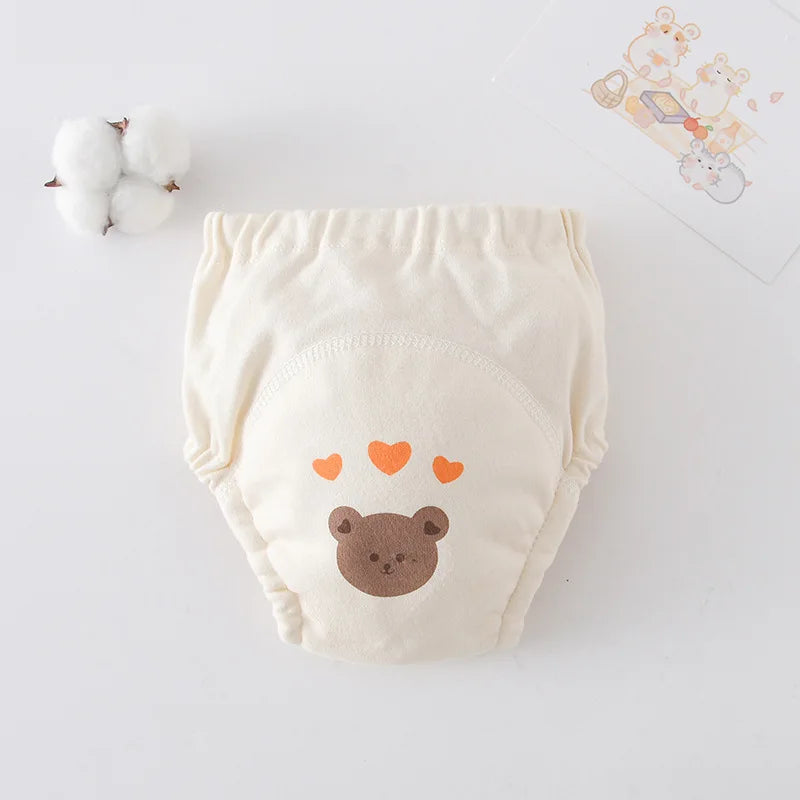 Printed Cotton Potty Training Pants, Single Reusable Learning Underwear with Pull-On Waist for Babies and Toddlers in Sizes 80–110
