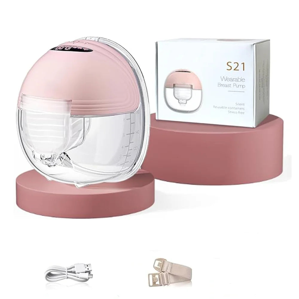 Wearable Breast Pump with 12 Suction Levels, BornBL S21 Hands-Free Electric Design with 3 Modes, USB-C Charging and 24 mm or 27 mm Options