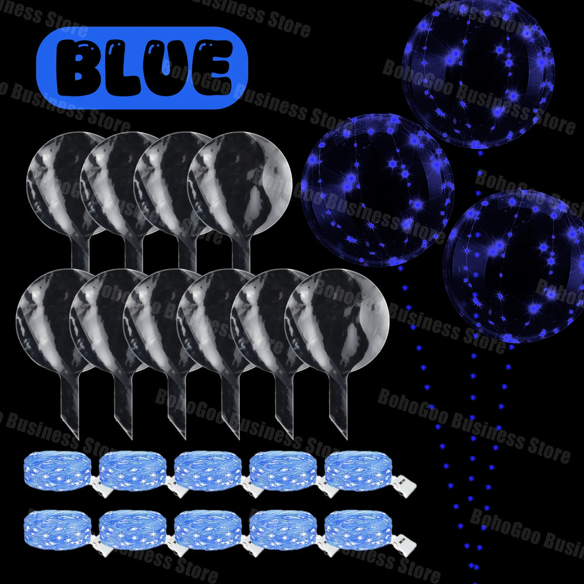 LED Light Up Balloons with Batteries and Clear Bobo Balloon Design, 10-100 Set Options for Wedding Receptions, Proposals and Birthday Party Decor