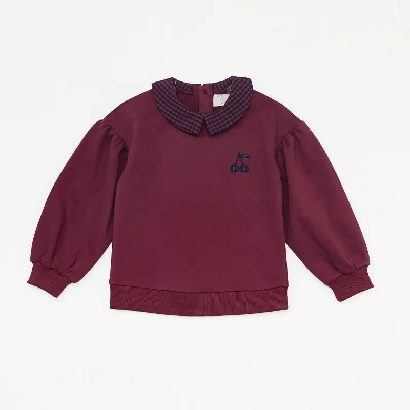 Maroon Gingham Sibling Matching Outfits, Cotton Navy and Burgundy Sweatshirt Dresses, Tops, Jumpers and Baby Rompers for Boys and Girls