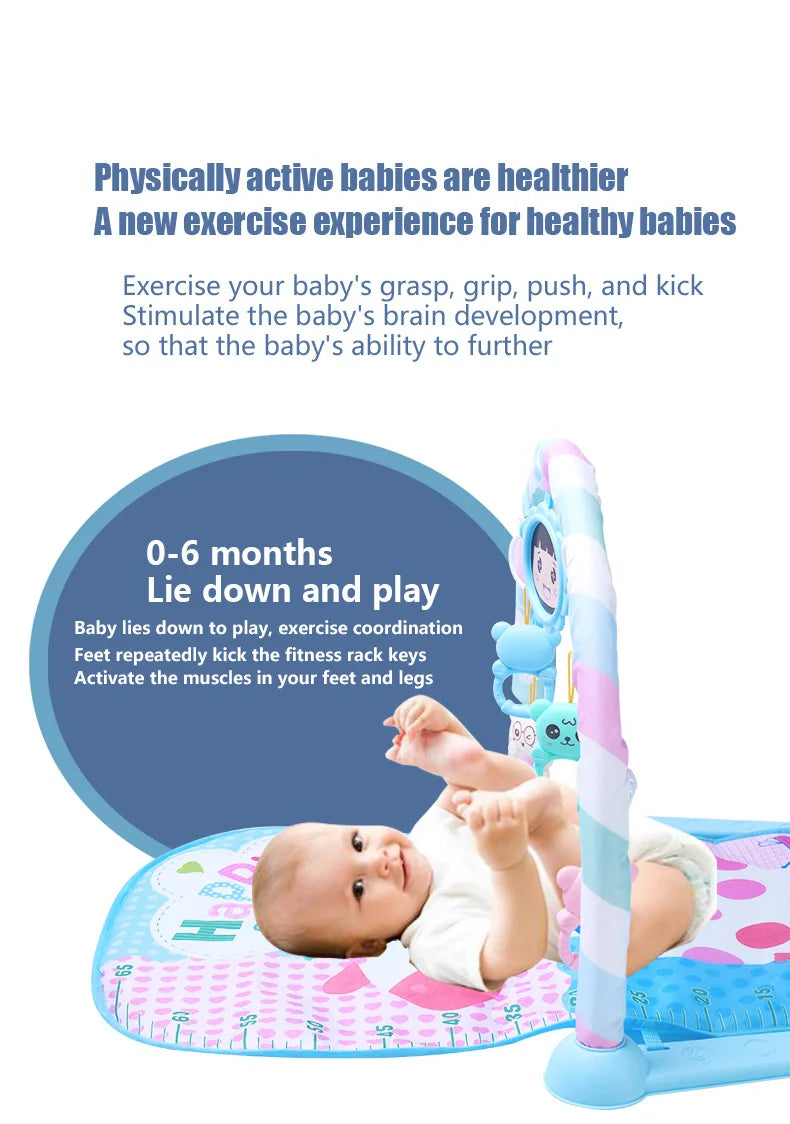 Baby Kick Piano Play Mat with Hanging Animal Toys and Illustrated Activity Surface, Multiple Model Designs for Supervised Tummy Time and Reaching