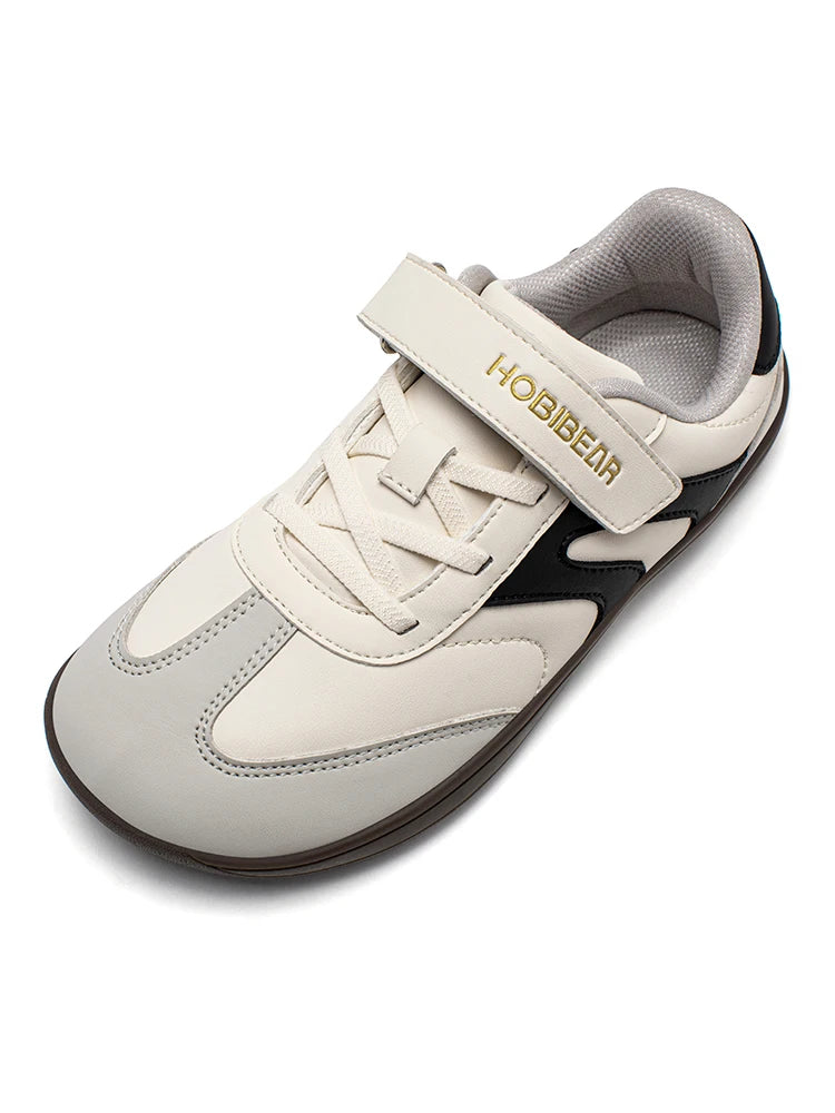 Big Kids Barefoot Sneakers by HOBIBEAR with Wide Toe Box, Zero-Drop Rubber Sole, Hook-and-Loop Strap and Artificial Leather Upper for Everyday Walking