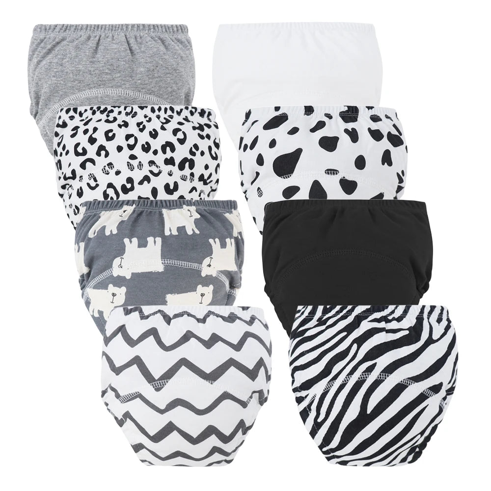 Washable Potty Training Pants Multipack, 4 or 8 Reusable Toddler Underwear Briefs with Printed Designs for Daytime Toilet Learning, Sizes S-XL