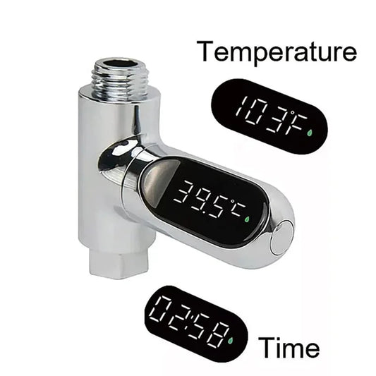 Inline Shower Water Thermometer with Large LED Temperature Display, First or Second Generation Options for Parent-Managed Bath Preparation