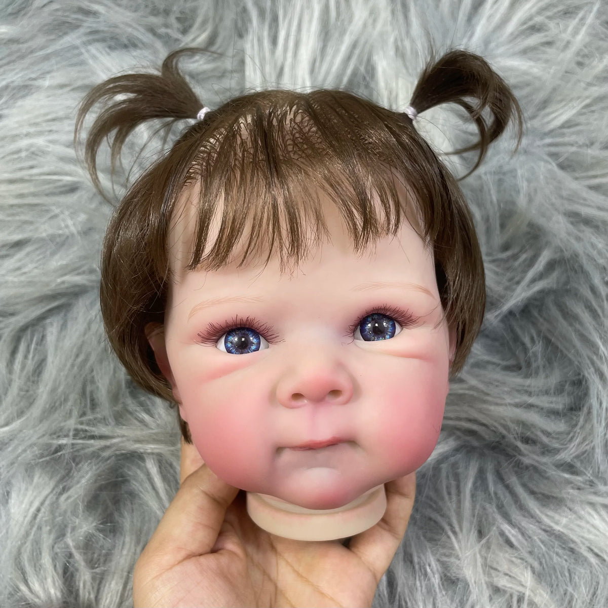 Painted Reborn Doll Kit, 18-Inch Bettie with Blue Eyes and Hand-Rooted Hair, Vinyl Head, Full Arms and Legs, Cloth Body for DIY Assembly
