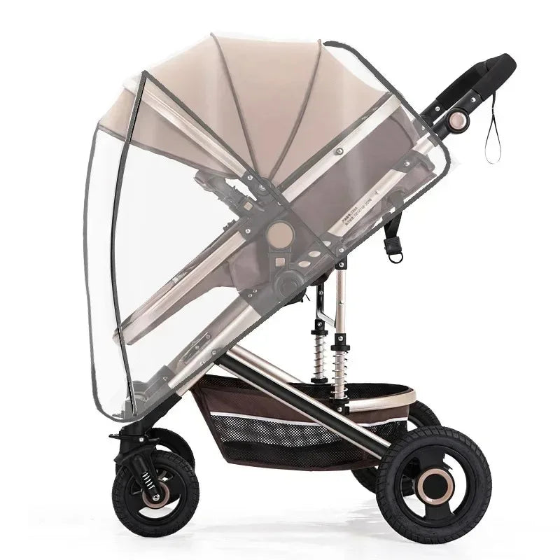 Transparent Stroller Rain Cover with PVC or Zippered EVA Options, Clear Pram Weather Shield with Ventilation Holes for Rainy-Day Family Outings