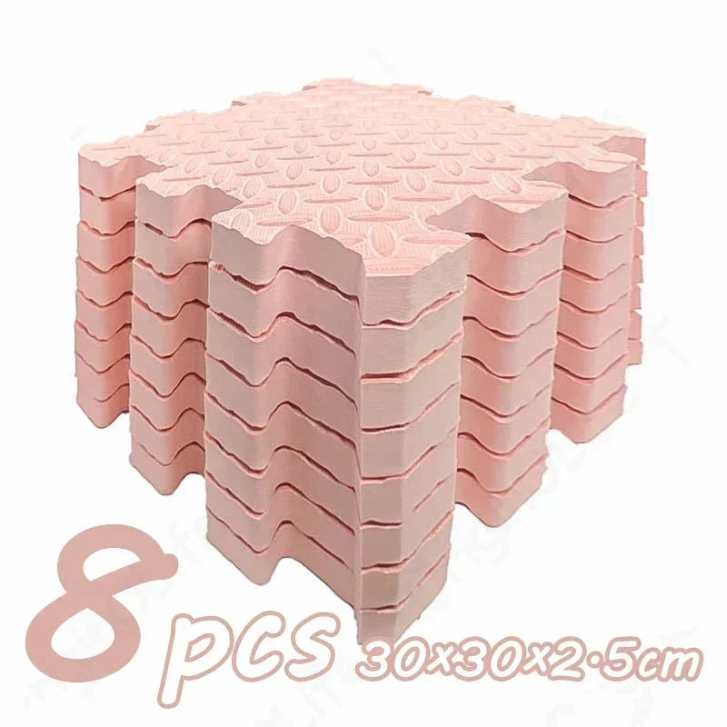 Thick Foam Crawling Mat Tiles, 8-Piece Interlocking Set with 2.5 cm Padding and 30 cm Squares for Nursery Corners and Supervised Baby Floor Play