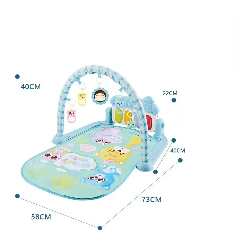 Baby Kick Piano Play Mat with Hanging Animal Toys and Illustrated Activity Surface, Multiple Model Designs for Supervised Tummy Time and Reaching