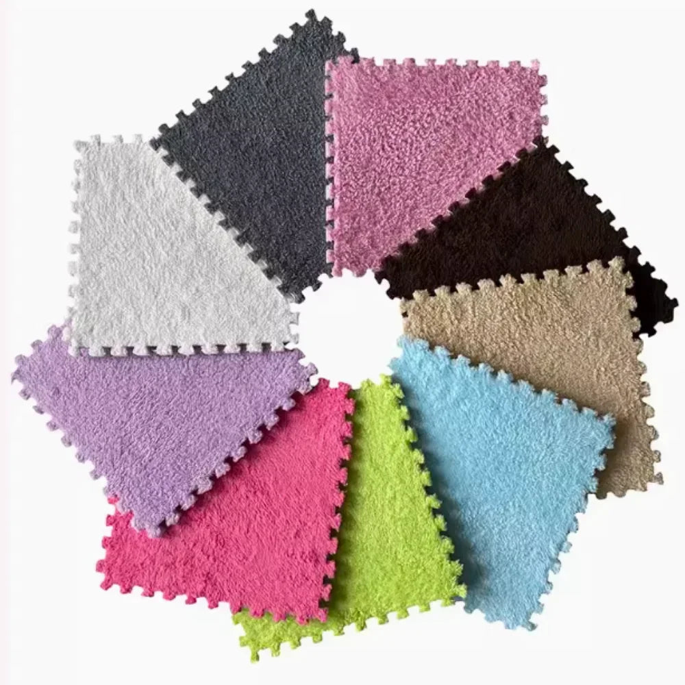 Interlocking Carpet Floor Tiles, Plush 30 cm EVA Foam Puzzle Squares with 1 cm Cushioning for Nursery Corners and Kids Indoor Playrooms