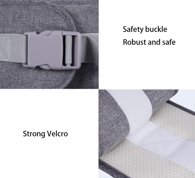 Waist-Mounted Baby Hip Seat with Padded Shoulder Strap and Zippered Storage Pockets, Gray or Black Carrying Accessory for Everyday Parent Outings