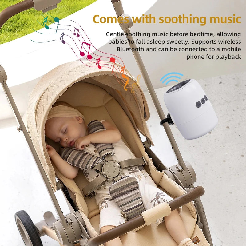 Stroller Motion Soother with White Noise, Portable Automatic Rocking Accessory with Strap Mount in SR12 White or SR11 Beige for Supervised Use