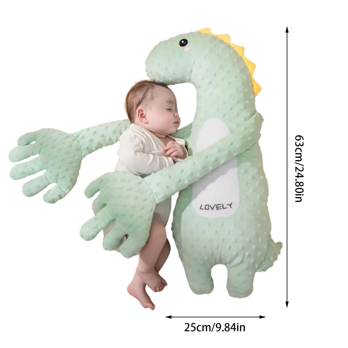Dinosaur Baby Patting Soother with Remote Control, Plush Double-Arm Design and 3 Adjustable Speeds for Awake Supervised Calming