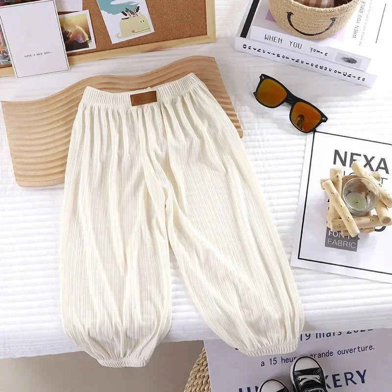 Kids Pleated Harem Pants for Boys and Girls, Loose Summer Trousers with Elastic Waist and Cuffed Ankles, Casual Everyday Play Outfits