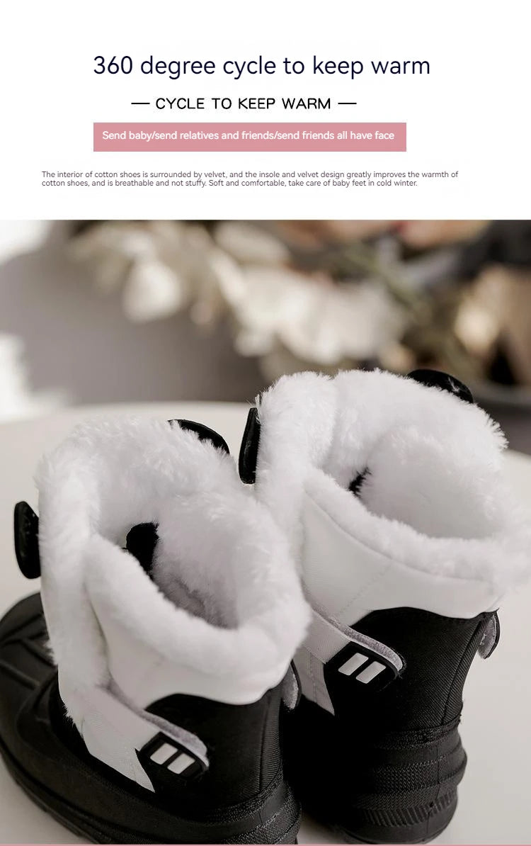 Kids Unicorn Winter Boots with Plush Trim, Gold-Tone Horn and Ear Details, Pink and White Fantasy-Themed Cold-Weather Footwear for Girls