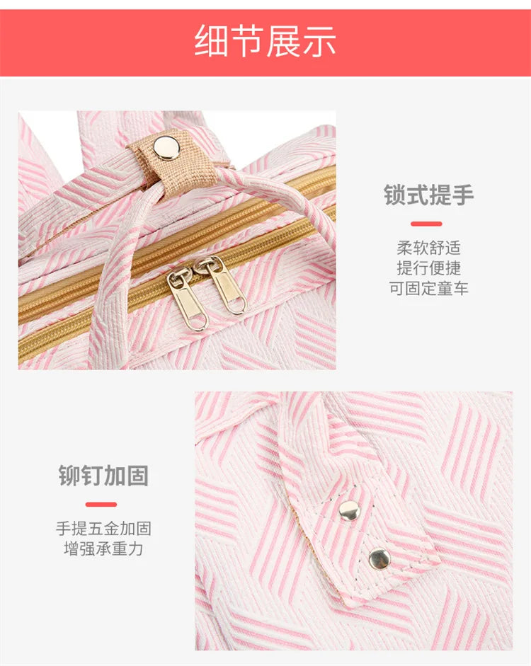 Convertible Diaper Bag Backpack with Fold-Out Changing Area and Stroller Hooks, 30 x 20 x 40 cm Baby Essentials Organizer for Parents