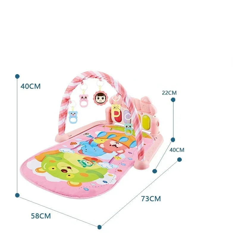 Baby Kick Piano Play Mat with Hanging Animal Toys and Illustrated Activity Surface, Multiple Model Designs for Supervised Tummy Time and Reaching