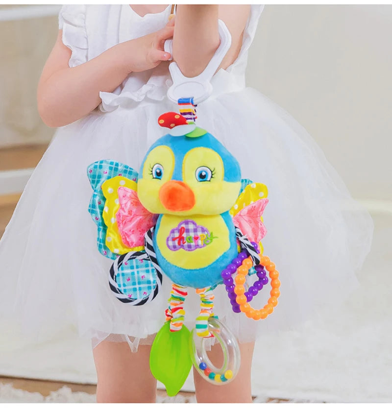Taggy Animal Plush Rattle for Babies, Colorful Elephant, Monkey, Rabbit, Lion or Pig Soft Sensory Toy for Supervised Play and Baby Shower Gifts