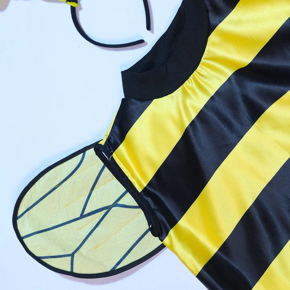 Kids Bee Costume Set with Headband for Halloween, School Performances and Insect-Themed Dress-Up, Size Options for Heights 90–160 cm