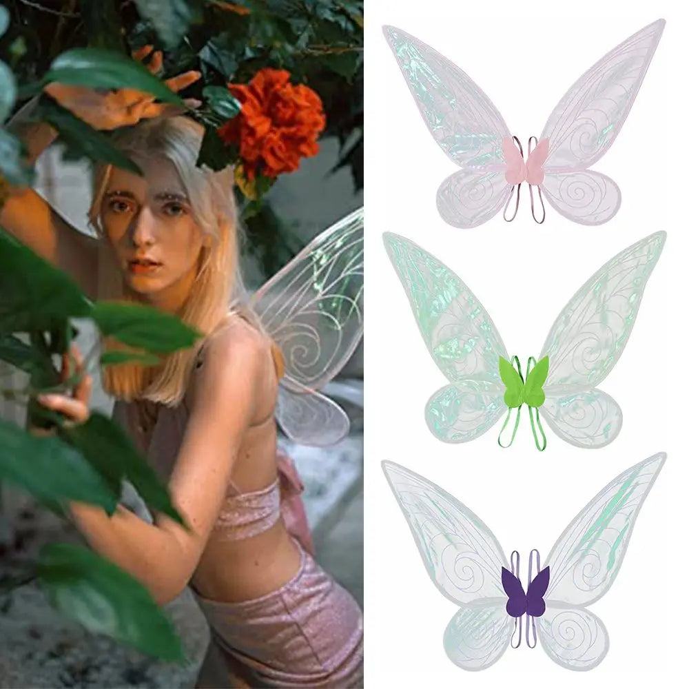 Butterfly Costume Wings with Shimmering Finish and Elastic Shoulder Straps, 60 x 48cm Fairy Dress-Up Accessory for Halloween and Theme Parties