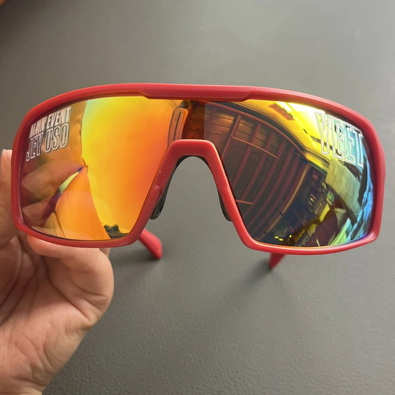 YEET Graphic Sunglasses with Jey Uso Main Event Lettering, Colorful Shield-Style Fan Shades in Children's and Adult Options for Party Outfits