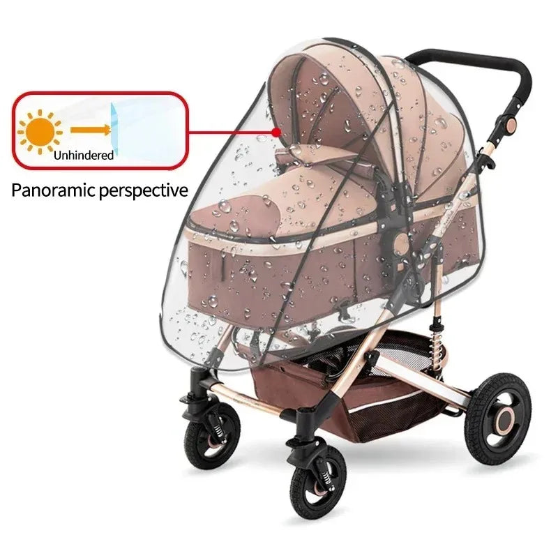 Transparent Stroller Rain Cover with PVC or Zippered EVA Options, Clear Pram Weather Shield with Ventilation Holes for Rainy-Day Family Outings